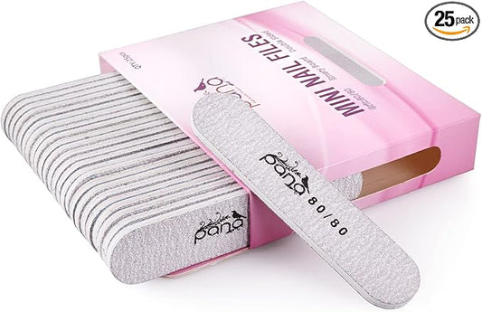 25PCS Mini Size PANA Professional Double Sided Nail Files - Zebra, 80/80 Grit - Emery Board Nail Buffering File Manicure Pedicure Nail Polisher Washable