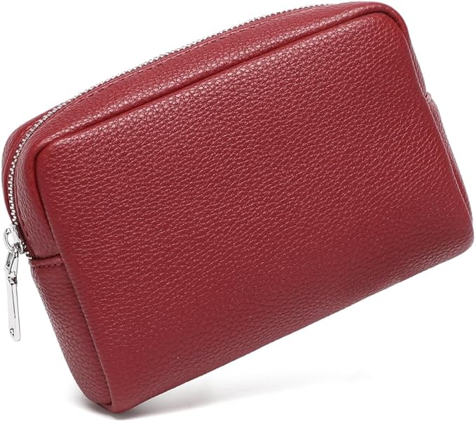 Makeup Bag Large Capacity Women's Classic Black Wash Bag Adjustable Partition Wash Brush and Cosmetic Carrying Bag (PU/Encore Red)