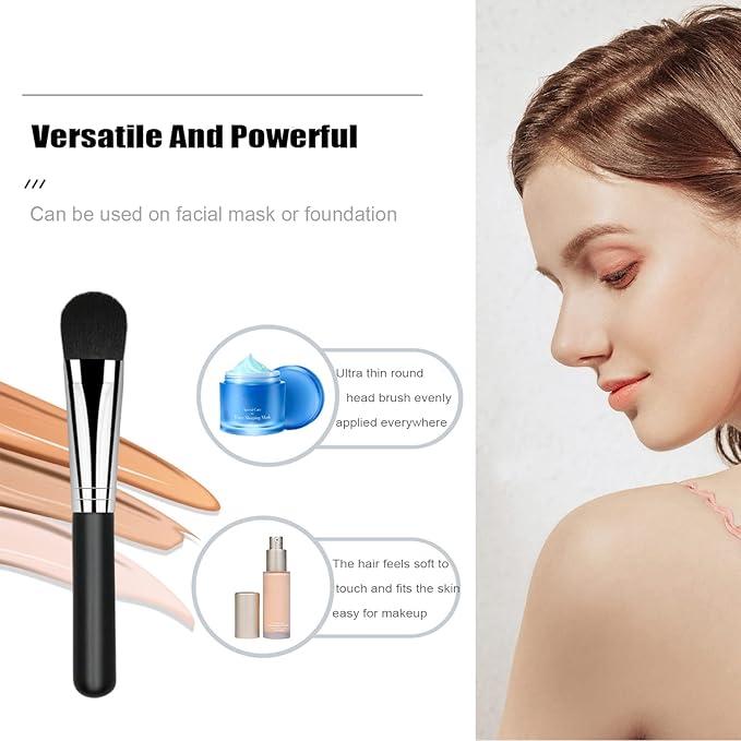Facial Mask Application Brush, White Soft Man-made Fiber Brush Head Cosmetic Tool for Body Lotion, Mud, Clay, Charcoal Mixed Mask