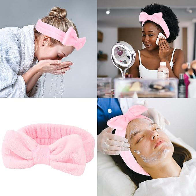 CIEHER 8 Pcs Pink Spa Headbands for Women's Bachelorette Party Favors - Microfiber Makeup Headbands for Girls' Birthday Skincare