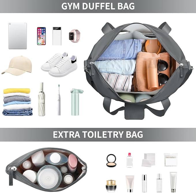 ETRONIK Gym Bag for Women, Personal Item Travel Bag with Shoes Compartment, Weekender Overnight Duffel Bag with Wet Pocket & USB Charging Port, Carry On Bag for Women, Travel, Gym, Weekend
