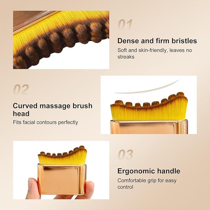 [Upgraded] Facial Lymphatic Contour Face Brush – Rounded Edge & Soft Bristles Sculpting Tool for Face, Lymphatic Drainage-Inspired Massage Brush for Skincare Routine