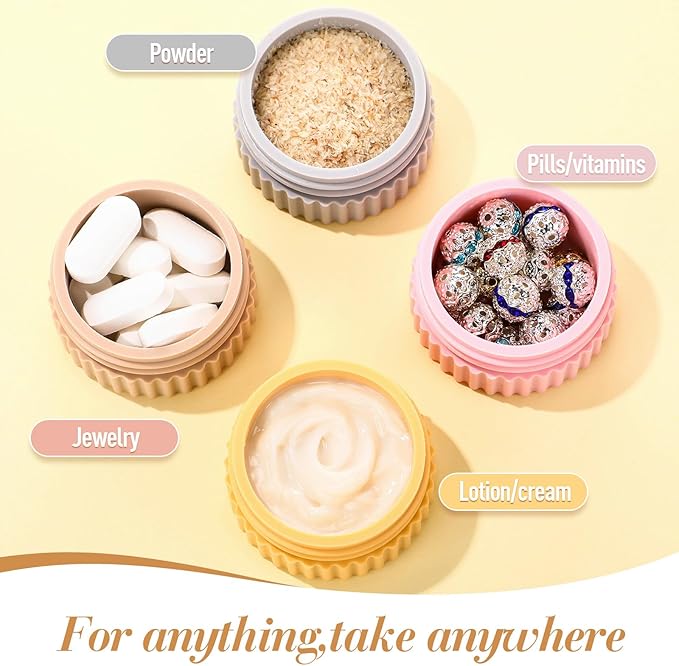 Maxcheck 8 Pcs Travel Containers for Toiletries 0.68 Oz/20 ml Small Silicone Cream Jar with Lid Mini Leakproof Lotion Jar Refillable Travel Cosmetic Container for Face Body Skin Cream (Novel Color)
