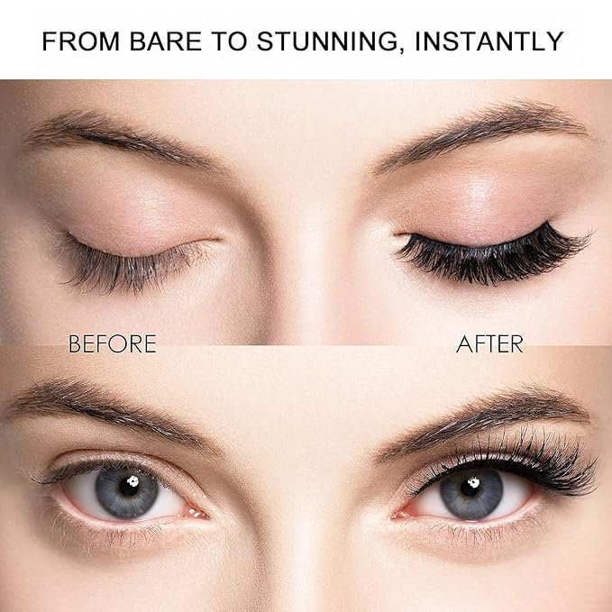 Magnetic Eyelashes with Applicator, 1 Packs (4 Pairs Total), Black Reusable False Lashes, Natural Look, Glue-Free, Lightweight Wear