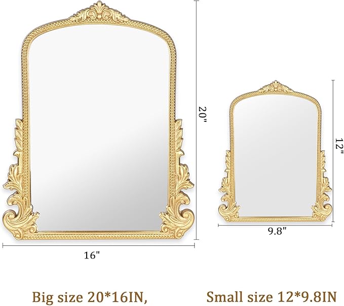Vintage Small Arched Mirror, 20 * 16in Wall Mounted Vanity Mirror for Living Room, Bedroom, Bathroom, Entryway, Porch, Home and Dormitory, Versatile, Easy to Install, Space-Saving