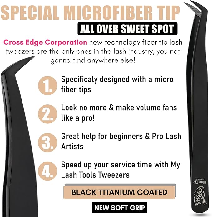 My Lash Tools Lash Tweezers For Eyelash Extension Precision Fiber Tip Lash Tweezers for Eyelash Extensions Mega Volume Boot tweezers for women | Professional Stainless Steel Lashing Tweezers (Black)