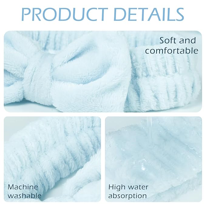 Fmeida Spa Headband and Wristband Set for Washing Face Skincare Headband Grey,3 Pack