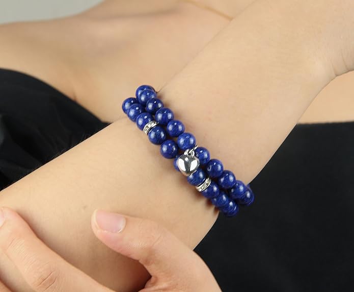2Pcs Healing Crystal Bracelets for Women Handmade Beaded Bracelet Healing Prayers Crystal 8mm Natural Stone Beads Bracelet Stress Relief Get Well Soon Gifts