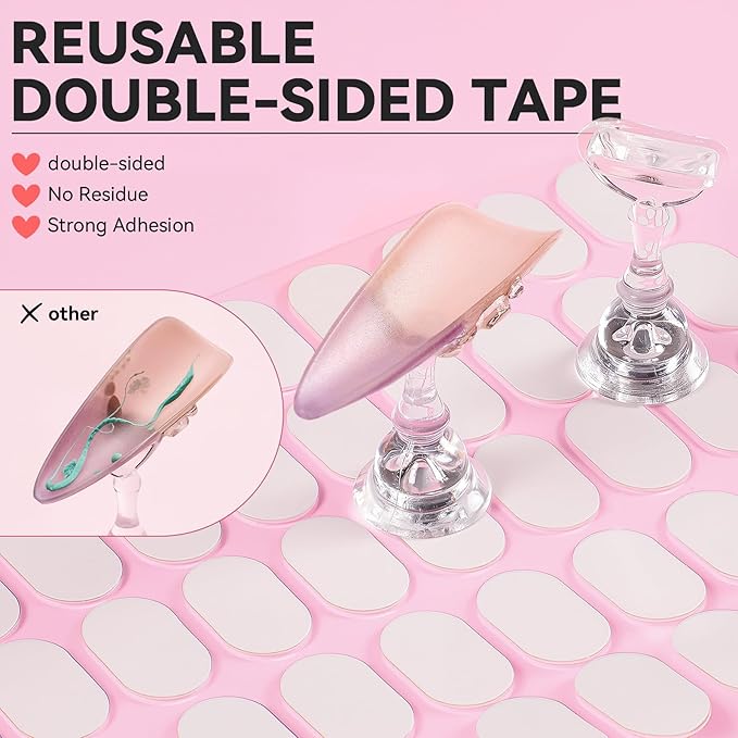 Nail Stand For Press On Acrylic Strong Magnetic Nail Holder Kit For Painting Nails Tip Arts Display With 200PCS Double-Sided Tape And 1 Heart Shaped Acrylic Magnetic Presson Stands Nail Art Supplies