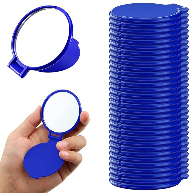 36 Pcs Compact Mirror Bulk Portable Round Makeup Mirror Mini Foldable for Purse Women Travel Daily Use Mother‘s Day Gifts (Royal Blue)