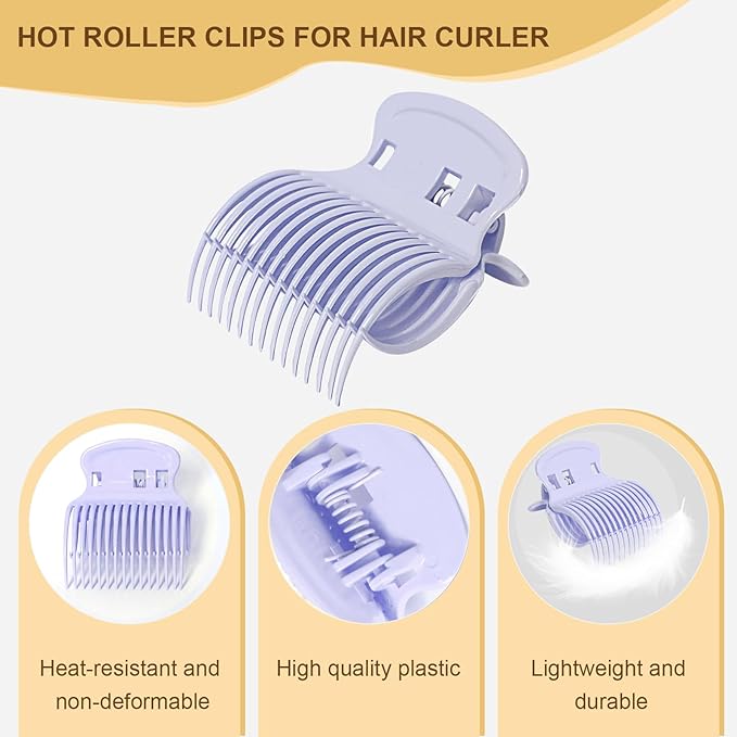 Hot Roller Clips -10PCS Hair Roller Clip - Replacement Roller Clips for Women Girls Hair Section Styling - Hair Curler Claw Clip - Purple
