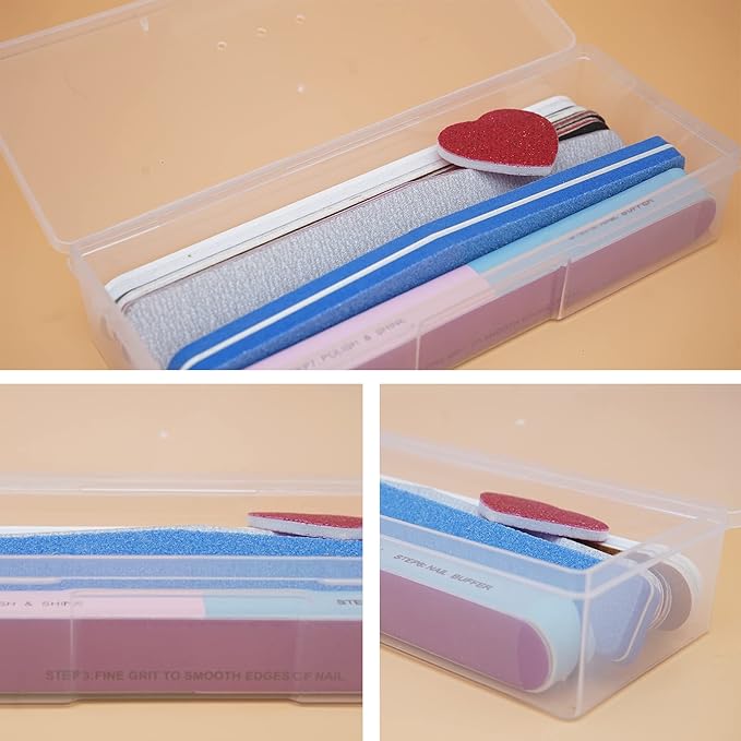 Manicure Tool Box, 8 Pieces Clear Box for Nail Tool, Transparent Personal Nail Box for Manicure, Plastic Nail Art Tool Box Storage Organizer Case Container for Organizing (7.5x2.5x1.5 Inch)