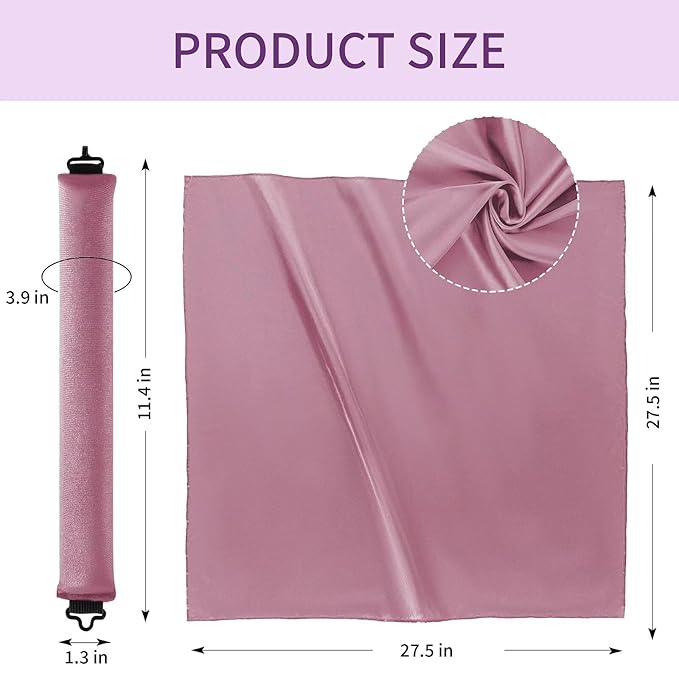 Heatless Curls Overnight Hair Curlers - 4 Pcs No-Heat Curling Rod to Sleep In,Velvet Hair Rollers with Satin Wrap