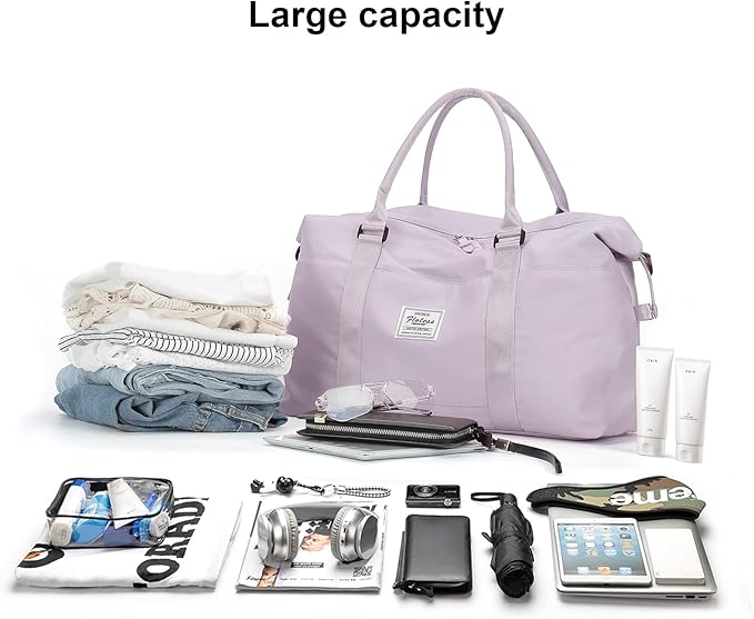 HYC00 Travel Duffel Bag,Carry-on Overnight Weekender Bags for Women,Sports Tote Gym Bag with Wet Pocket