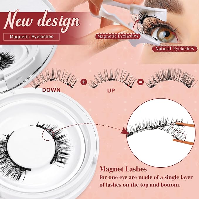 Higu clace Magnetic Eyelashes with Applicator Soft Magnetic Lashes Natural Look Wispy Magnet Lashes Easy to Wear and Remove （DJCX-H04）