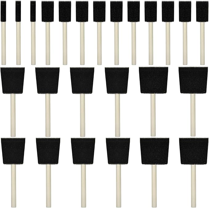Foam Brush 25pcs with High Density Foam for Multi Project(1/2", 1", 2", 3")