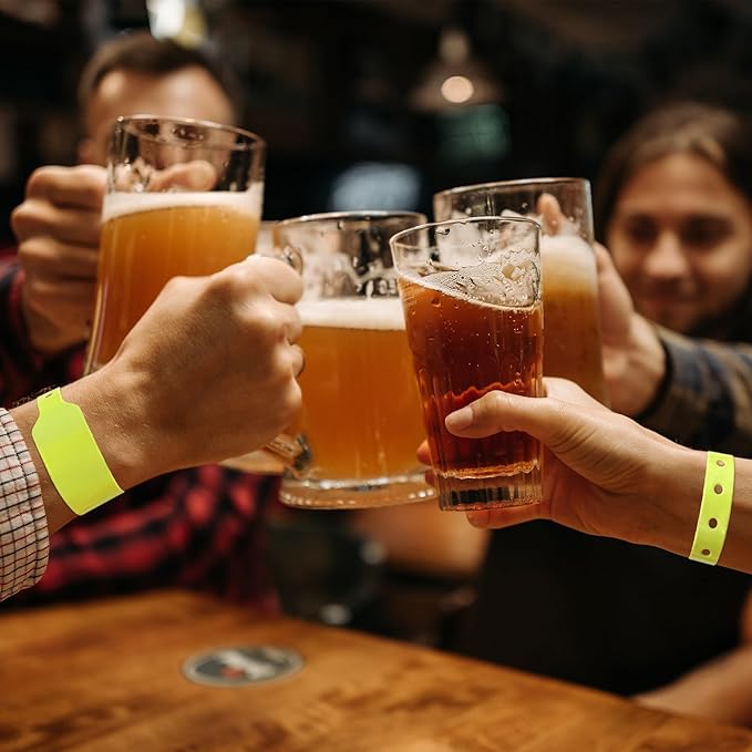 100pcs Colored Vinyl Wristbands, Waterproof & Security Wristbands for Events, Pool Parties & Outdoor Sports (Yellow)
