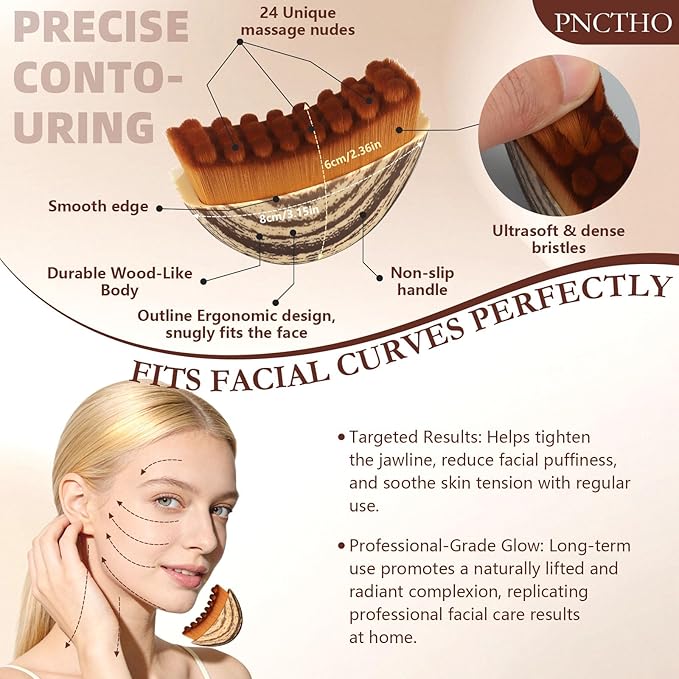 2026 New Lymphatic Contour Face Brush,Lymphatic Drainage Massager for Chin & Neck, Jawline & Neck Lymphatic Massage Brush for Contouring, De-Puffing & Smoother Skin, Skin Firming 2 Pack