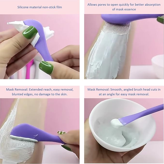 Silicone Cleansing Brush 2pcs(Pink),Mask Applicator and Skincare for Pore Cleansing，Exfoliating Face Scrubber,Makeup Removal Brush