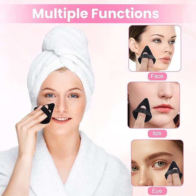 250 Pcs Powder Puff Face Soft Triangle Makeup Puff for Loose Powder Mineral Powder Body Powder Velour Cosmetic Foundation Wet Dry Sponge Makeup Tools (Black)
