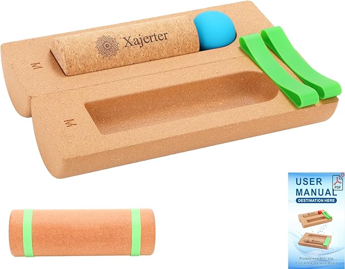 Cork Balance Board 4-in-1 Foot Strengthener, Premium Natural Cork, Plantar Fasciitis Foot Pain Relief, Foot Balance Trainer