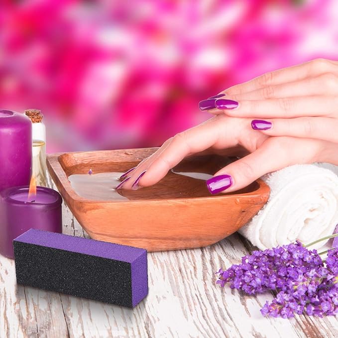 20 Pcs Nail Buffer Block Sponge Sanding Buffing File 80/120 Grit 3 Sides Nail Files for Manicure Nail Tools (Purple Black)