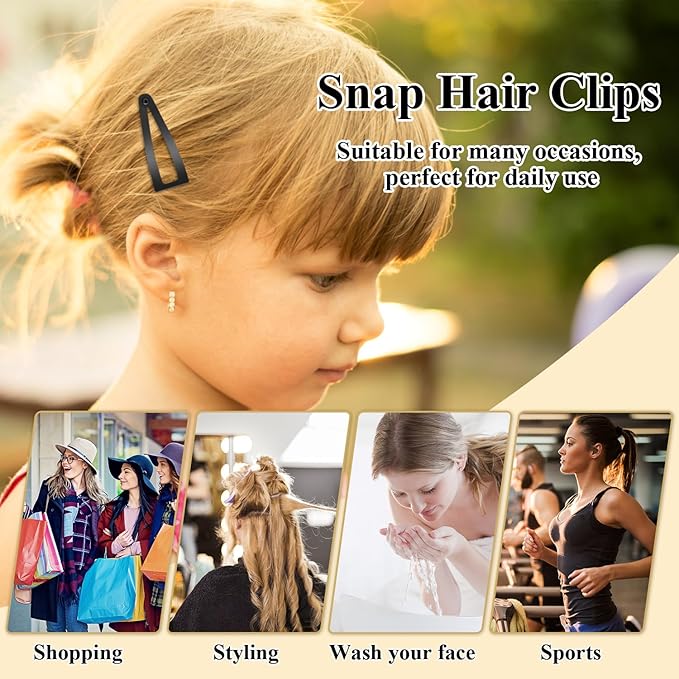 10 Pcs Double Grip Hair Clips, Sightor Metal Snap Hair Clips Hair Barrettes for Women Hair Making Salon Supplies Hair Accessories (Black)