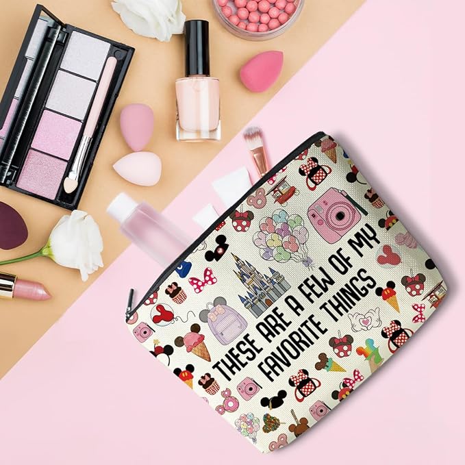 Vacation Trip Gift Fairytale Fans Makeup Bag Mouse Family Trip Snacks Cosmetic Bag Fairy Tales Gifts Cartoon Character Lover Gift Mouse Ice Cream Travel Toiletry Makeup Organizer Zipper Pouch
