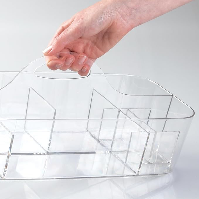 iDesign Recycled Plastic Cosmetic Organizer Tote, The Clarity Collection – 14.5” x 7” x 5.75”, Clear Bin