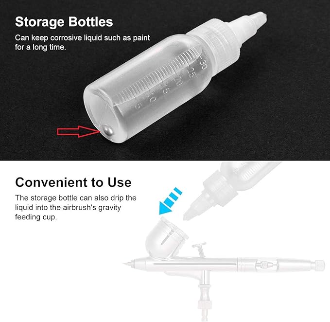 10Pcs 1oz/30ml Paint Bottles, Airbrush Paint Bottle Jars Clear Empty Plastic Mixing Squeeze Bottles with Ball Jar Resealable Scale Mixer