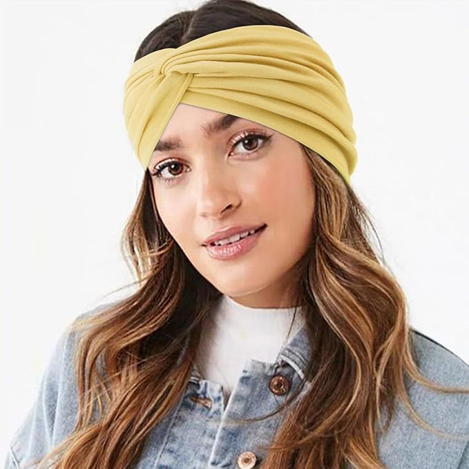 Extra Wide Headbands for Women Large Turban Headband Non Slip Boho Elastic Hairband Hair Twisted Knot Head Bands Accessories