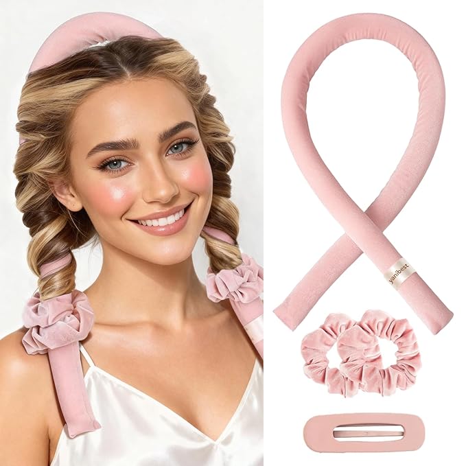 Yanibest Heatless Hair Curler to Sleep in, Overnight Curl Headband for Natural Wavy Curls, No Heat Soft Hair Curler Set with Hair Clip Scrunchies for Styling, No Slip Heatless Curls