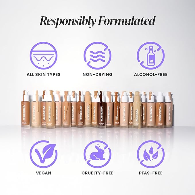 Wonderskin Hyper Bond All-Day Stay Serum Foundation – Waterproof, Transfer-Proof, 24HR Longwear Face Makeup with Niacinamide & Hyaluronic Acid – Lightweight, Natural Finish (Allure)