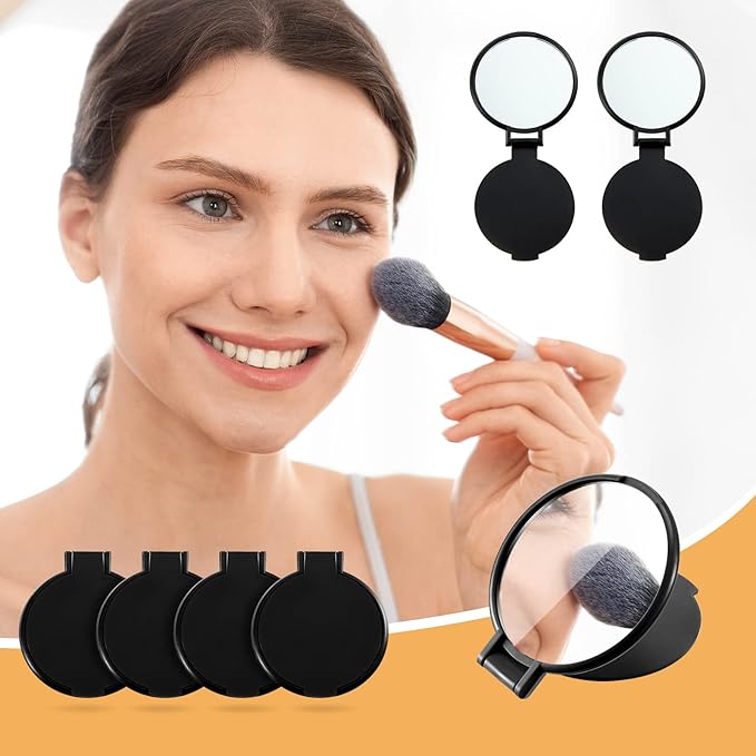 36 Pcs Compact Mirror Bulk Portable Round Makeup Mirror Mini Foldable for Purse Women Travel Daily Use Mother‘s Day Gifts (Black)