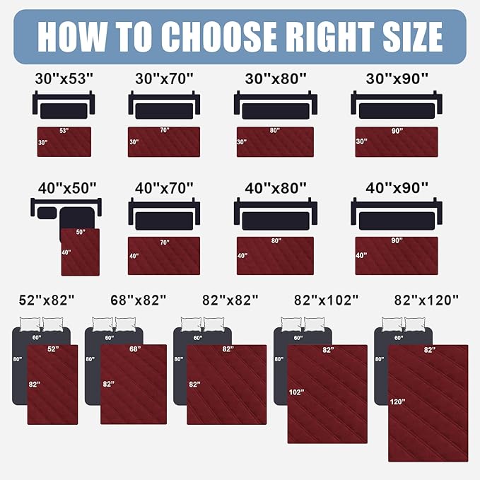 Smiry Waterproof Dog Bed Cover Pet Blanket, Soft Washable Dog Blanket for Furniture Bed Couch Sofa Reversible, Checkered (52"x82", Wine Red/Beige)