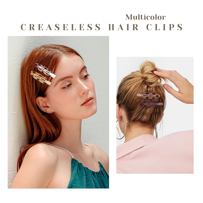 10 Pcs Creaseless No Crease No Bend Flat Hair Clips For Styling Non Slip Makeup Clips For Women Salon Hairstyle,Tortoiseshell