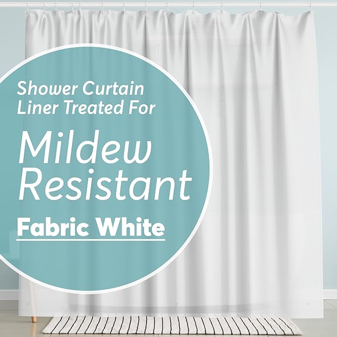 BigFoot Shower Curtain – 72 x 72 Fabric Premium Shower Curtain with Rustproof Metal Grommet and 3 Magnetic Weights – Odor Free and Compatible with Standard Showers, White