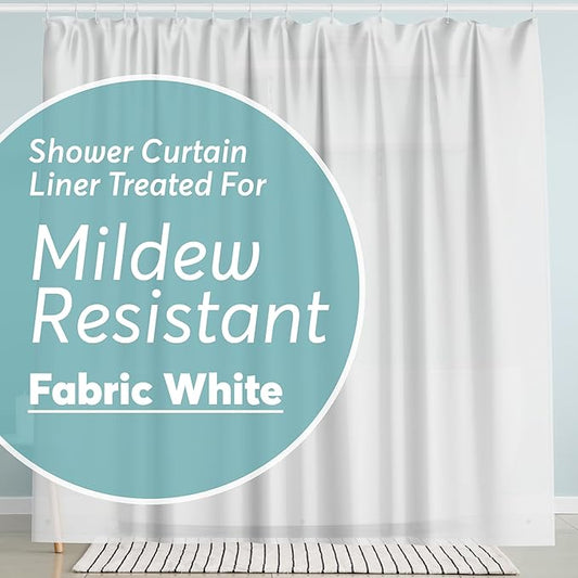 BigFoot Shower Curtain – 72 x 72 Fabric Premium Shower Curtain with Rustproof Metal Grommet and 3 Magnetic Weights – Odor Free and Compatible with Standard Showers, White