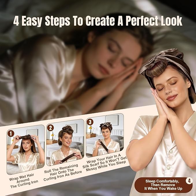 【5Pcs】 Heatless Hair Curler Overnight Curls with Satin Scarf No Heat Curling Blowout Rod to Sleep In Hair Rollers