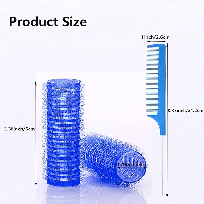 18PCS Self Grip Small Hair Curlers Heatless Roller Hair Curlers Pro Salon Hairdressing Curler DIY Curly Hairstyle Hair Rollers Tools Rat Tail Comb for Women Medium Short Hair(0.8 x 2.4 Inch)