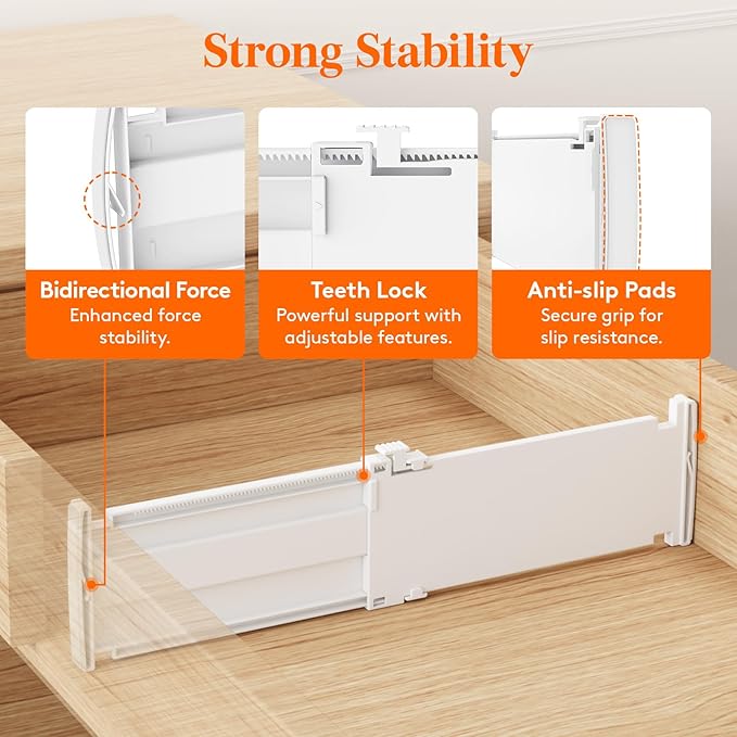 Lifewit 4" High 5 Pack Drawer Dividers, 10.5-16.5" Drawer Divider for Clothes, Adjustable Dresser Drawer Organizers, Plastic Drawers Separators for Clothes, Bedroom, Bathroom, Kitchen, Closet