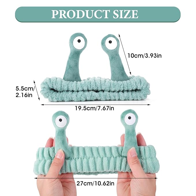 10PCS Headband for Washing Face, Cartoon Cute Flannel Skincare Headbands, Palm and Snail Spa Headband, Elastic Hair Bands Creative Hair Accessories