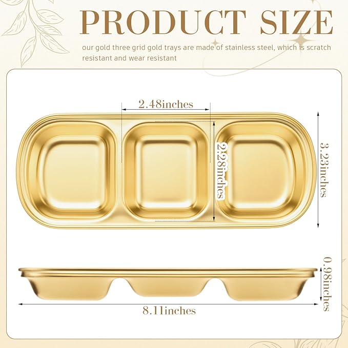 12 Pcs DIY Esthetician Bowls Face Mask Tray Esthetician Supplies Stainless Steel Compartment Serving Tray Women Skincare Products for Spa Salon Aesthetician Beauty, Nail Art (Gold,Medium)