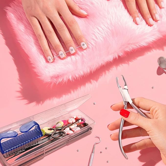 8PCS Manicure Tool Box, Plastic Storage Personal Box Nail Implement Organizer Case Box for Nail Art Pedicure Supply (Pink-A)
