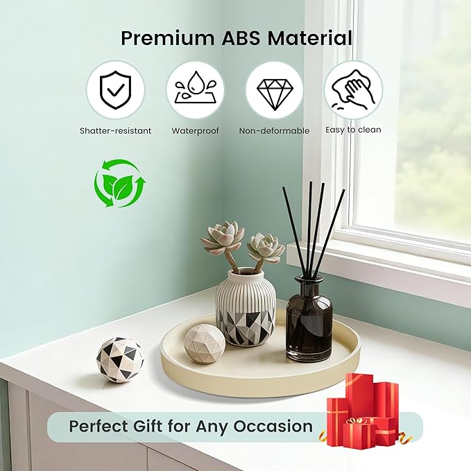 2 Pack 10" Bathroom and Vanity Tray, ABS Bathroom Counter Organizer， Coffee Table Decor for Perfume, Candles, Keys &More. Kitchen Countertop Organizer, Decorative Tray Soap Holder, Yellow
