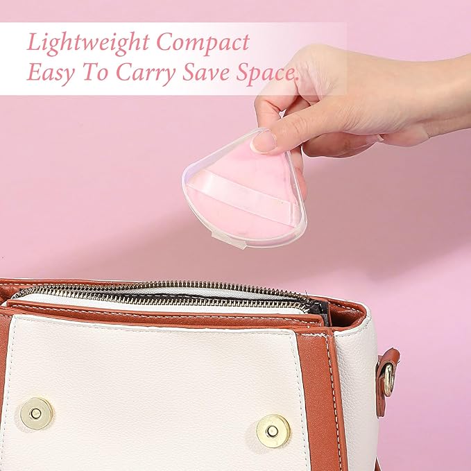 12 PCS Powder Puffs Holder Cases Triangle Makeup Puffs Container Clear Make Up Sponge Storage Reusable Makeup Sponge Container Portable Cosmetic Puff Box Pocket Cosmetic Puff Box for Travel