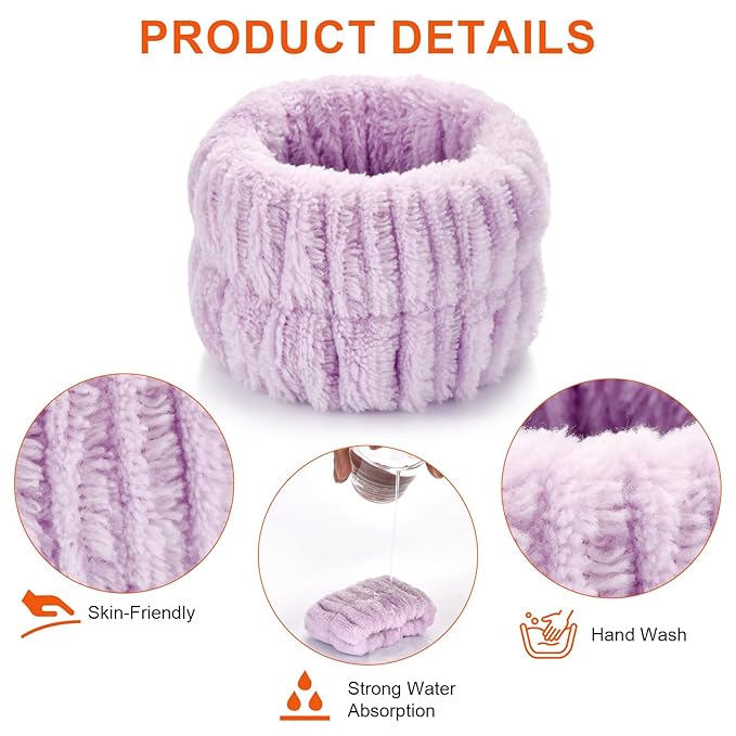 6pcs Wrist Bands for Washing Face Wash Wristbands Wrist Towels Arm Bands for Skincare Makeup Wrist Cuffs Spa Wrist Scrunchies