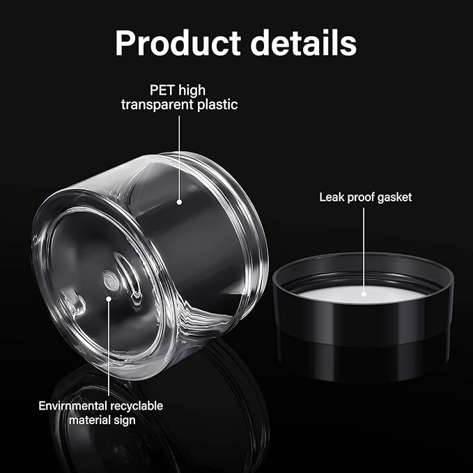 6 Pack 6oz Plastic Jars Containers with Lids Wide-mouth Refillable Leakproof Reusable Round Empty Jars for Travel Cosmetic Dry Food Spice Candy Cookie Home Kitchen Organizing(Clear)