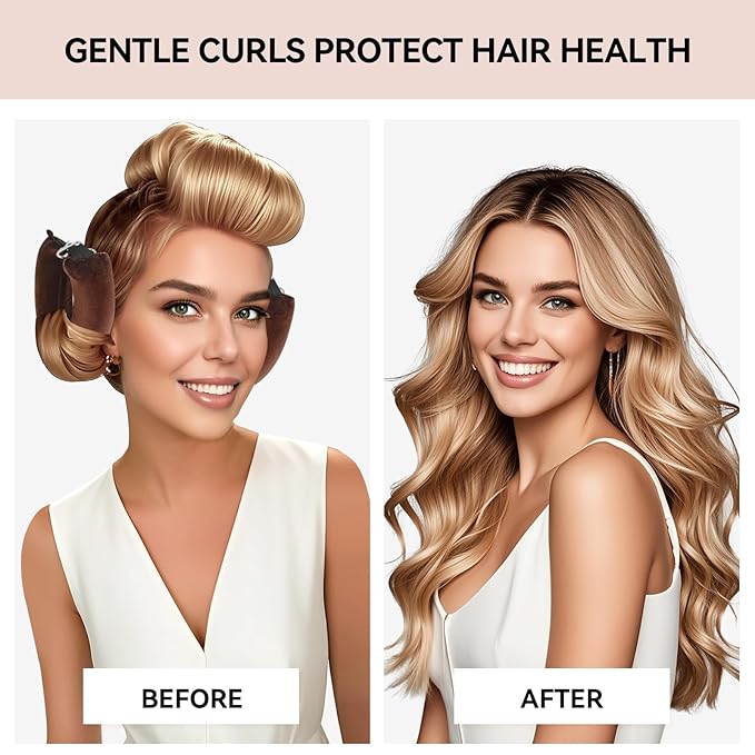Heatless Curls Overnight Set - Jumbo Overnight Hair Curlers to Sleep In, Soft Velvet Hair Rollers for Women, No Damage Curls Styling Tools 6pcs