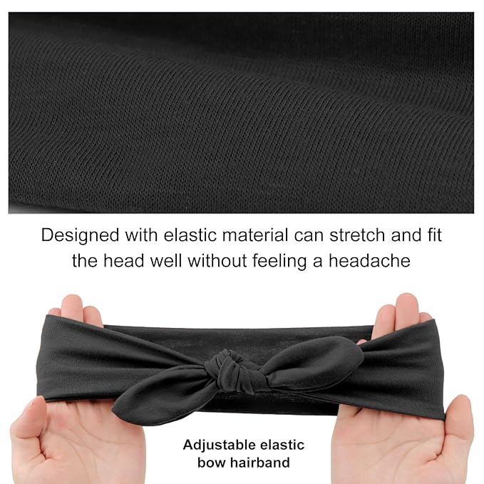 DRESHOW 4 Pack Adjustable Knotted Headbands Non Slip Elastic Yoga Hair Bands Solid Colors Headbands for Women and Girls